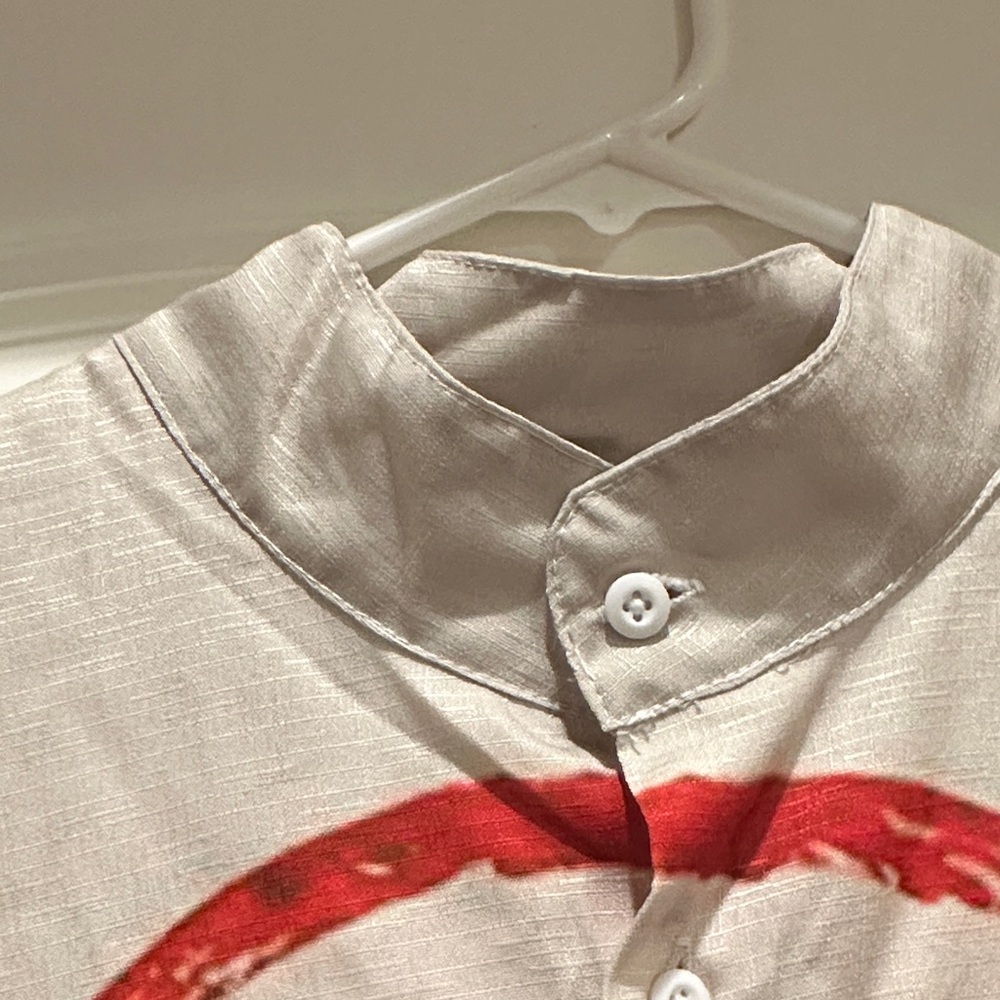 Men's Graphic Shirt - oatmeal with Red Accents, XL - Picture 2 of 4